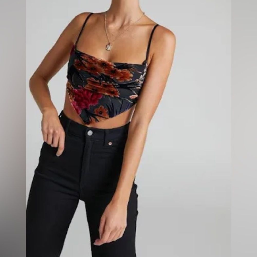 Nwt Weworewhat Flocked Velvet Cowl Halter Top. Size Small